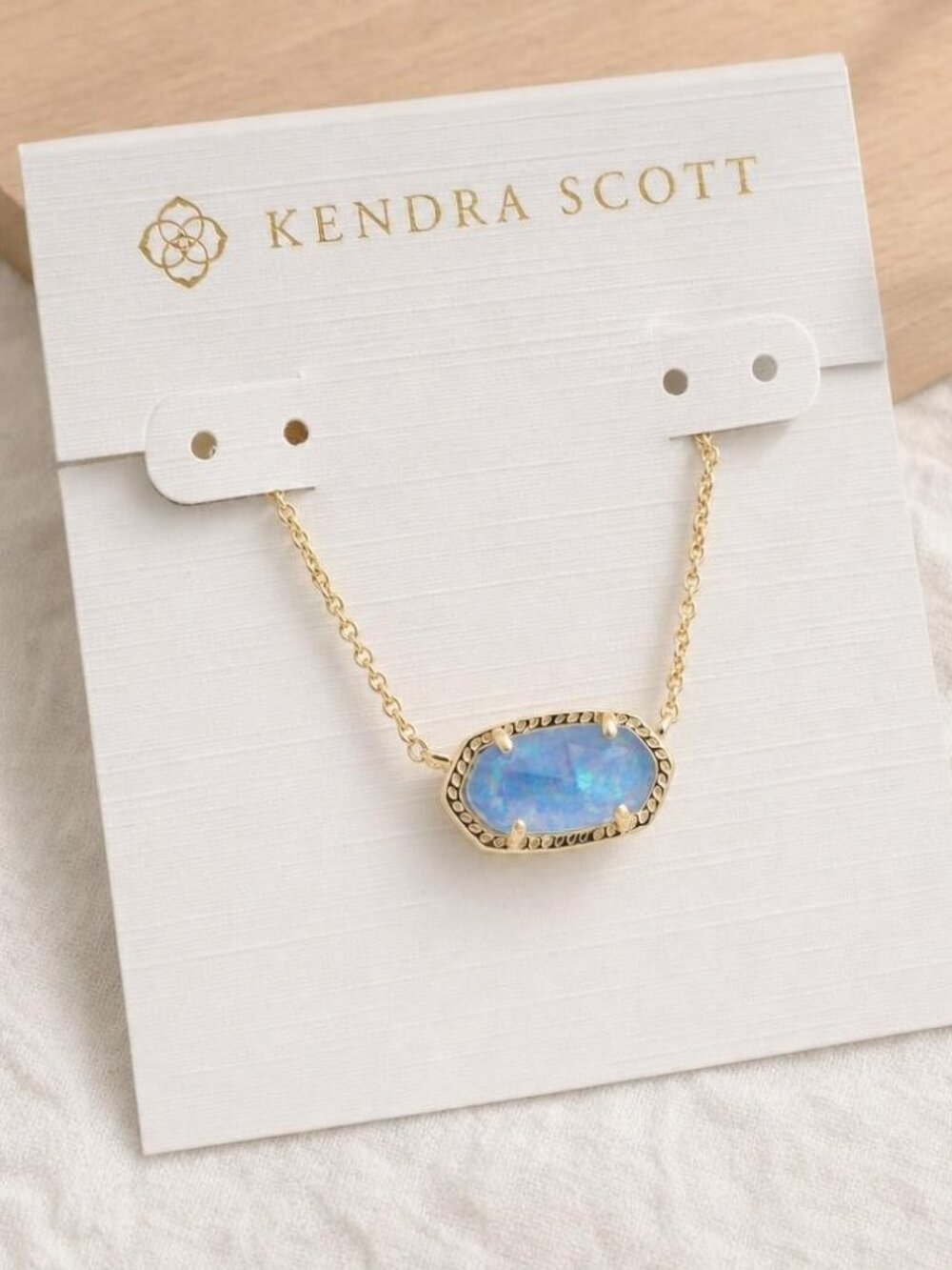 Kendra Scott Elisa Gold Aqua Kyocera Opal Pendant Necklace